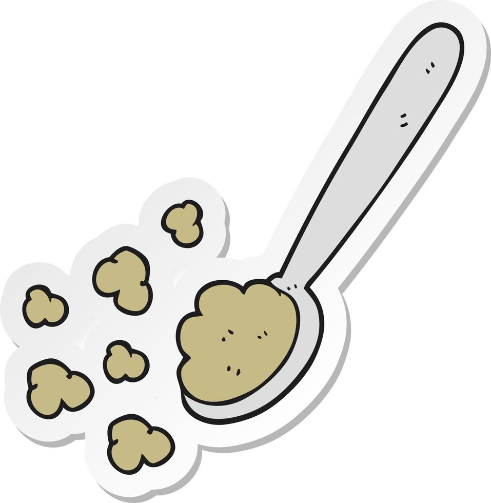 sticker of a cartoon spoonful of food vector