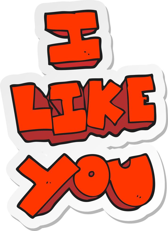 sticker of a I like you cartoon symbol vector