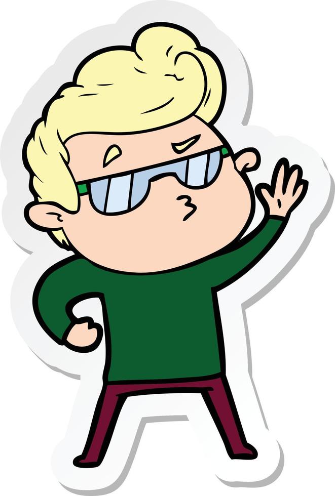 sticker of a cartoon cool guy vector