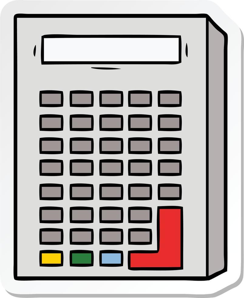 sticker of a cartoon calculator vector