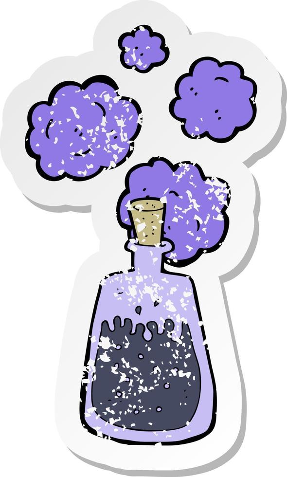 retro distressed sticker of a cartoon magic potion vector