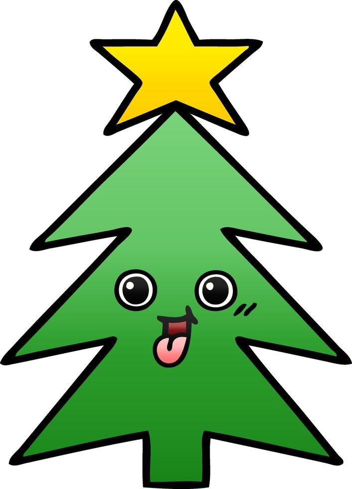 árbol de navidad de dibujos animados sombreado degradado vector