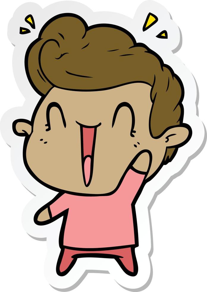 sticker of a cartoon excited man vector