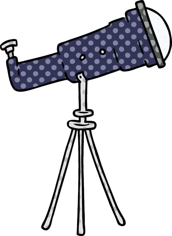 cartoon doodle of a large telescope vector