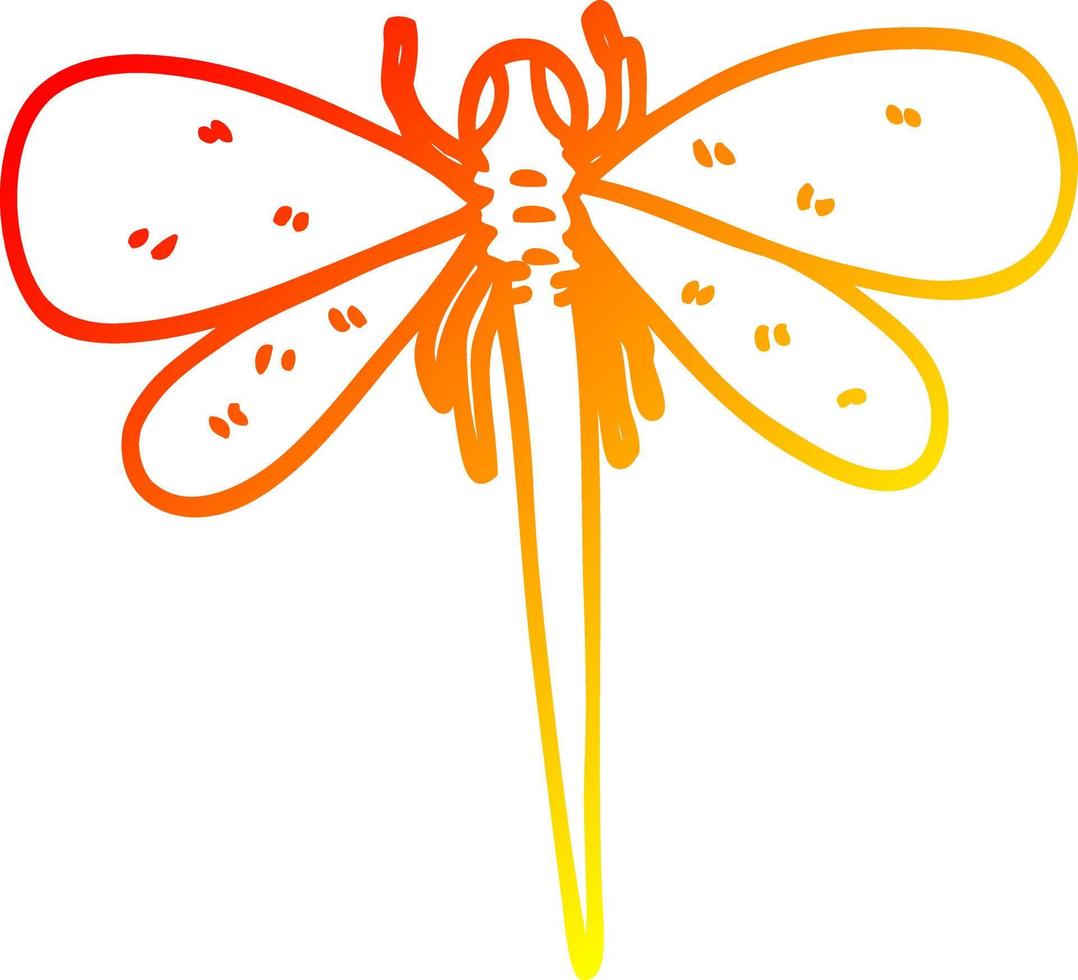 warm gradient line drawing cartoon dragonfly vector