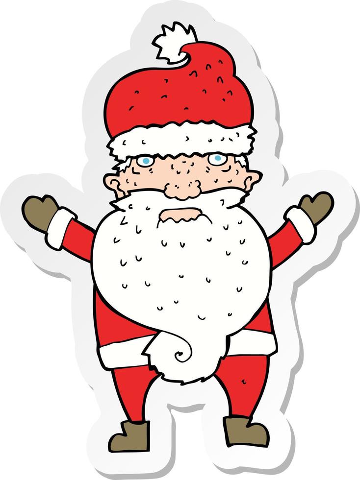 sticker of a cartoon grumpy santa vector