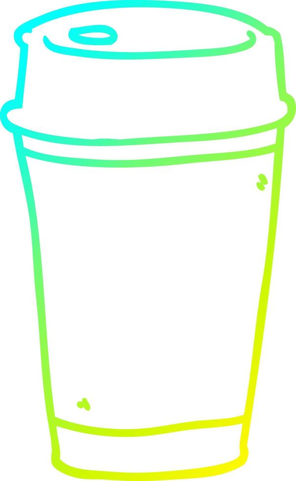 cold gradient line drawing cartoon take out coffee vector
