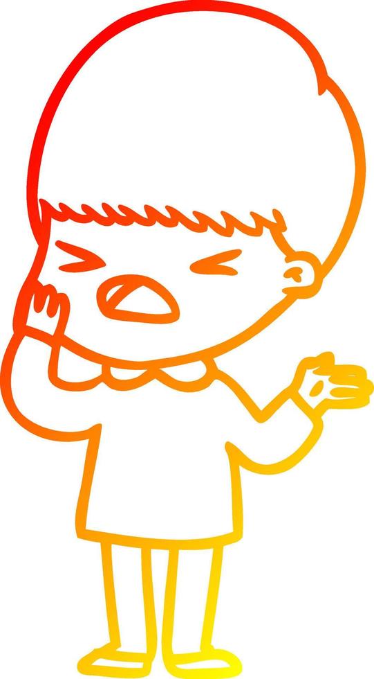 warm gradient line drawing cartoon stressed man vector