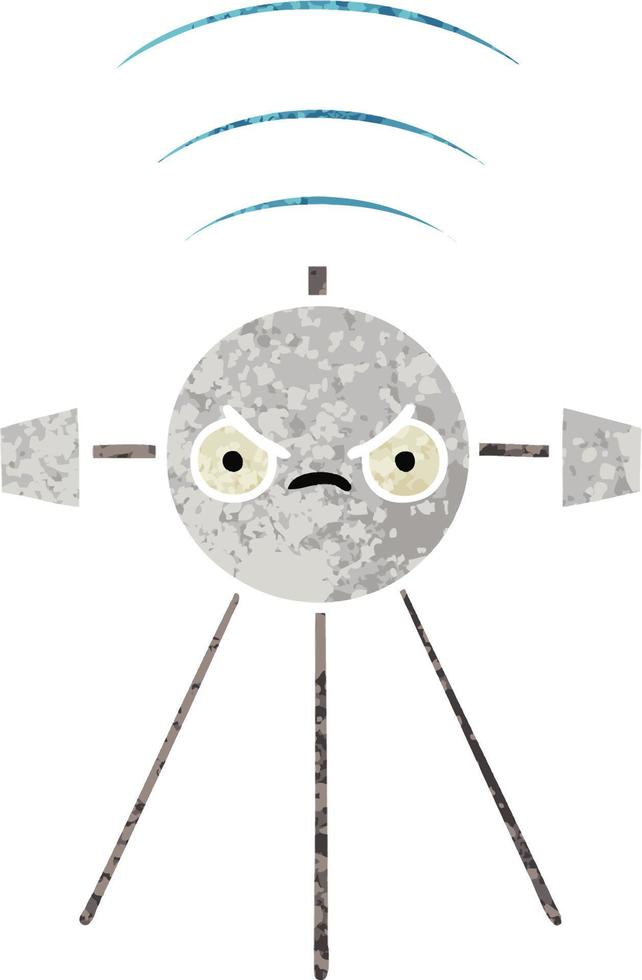 retro illustration style cartoon satellite vector