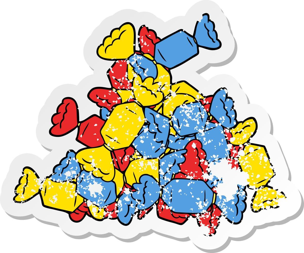 distressed sticker of a cartoon candy vector