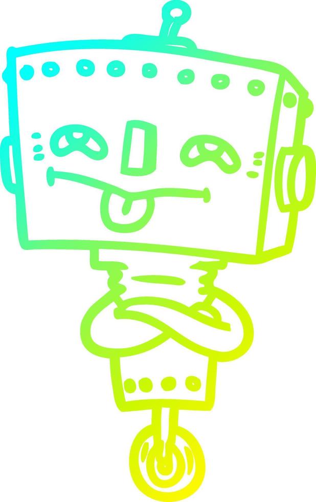 robot de dibujos animados de dibujo de línea de gradiente frío vector