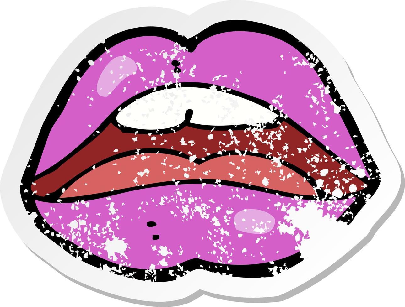 retro distressed sticker of a halloween mouth cartoon symbol vector
