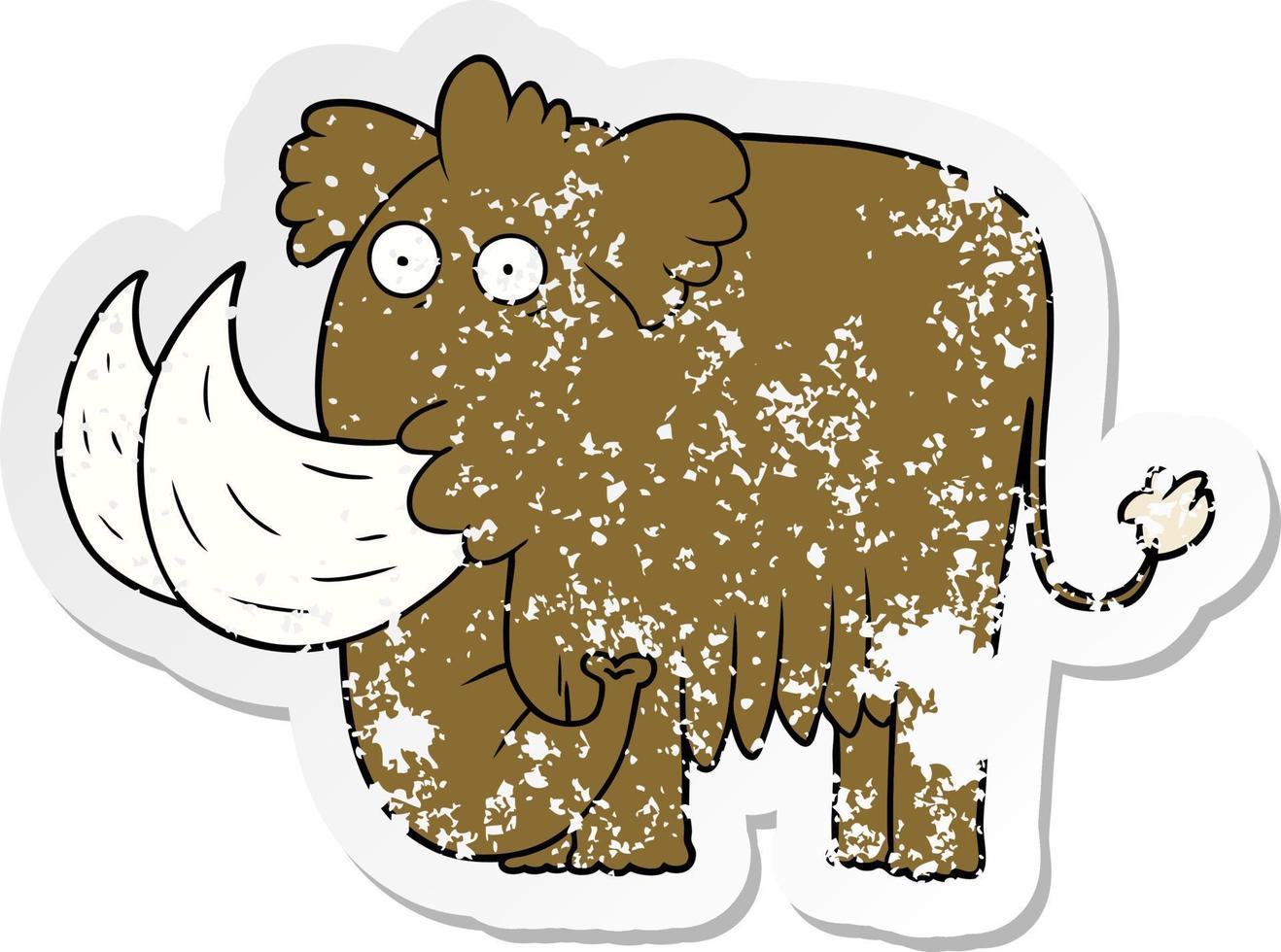 distressed sticker of a cartoon mammoth vector