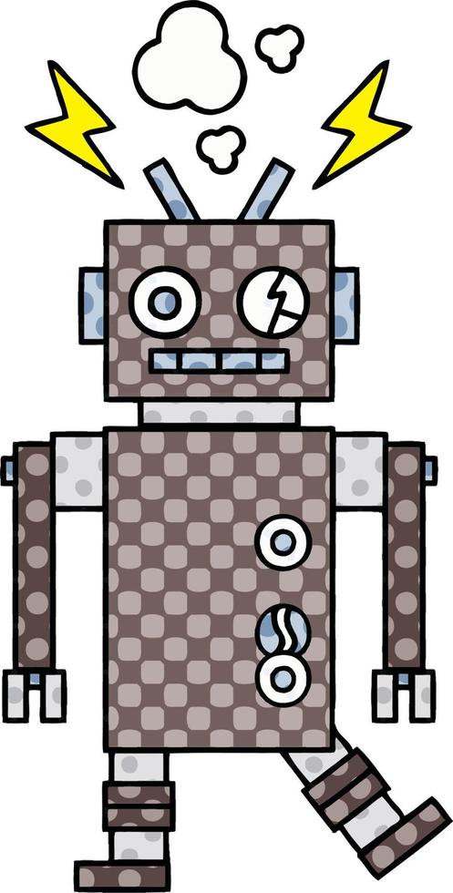 comic book style cartoon malfunctioning robot vector