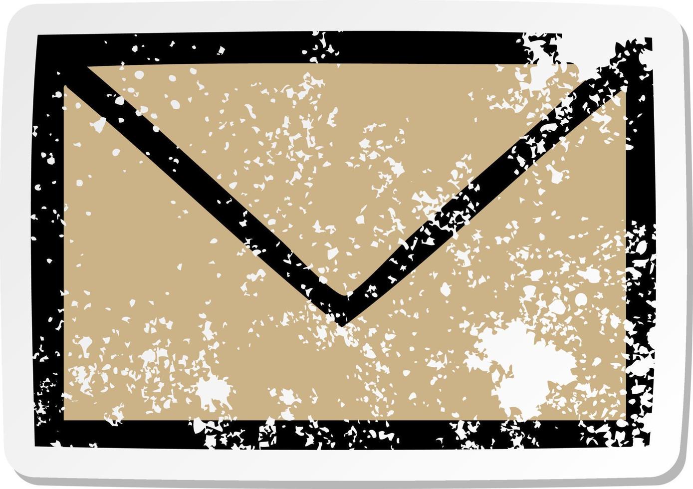 distressed sticker of a cute cartoon paper envelope vector