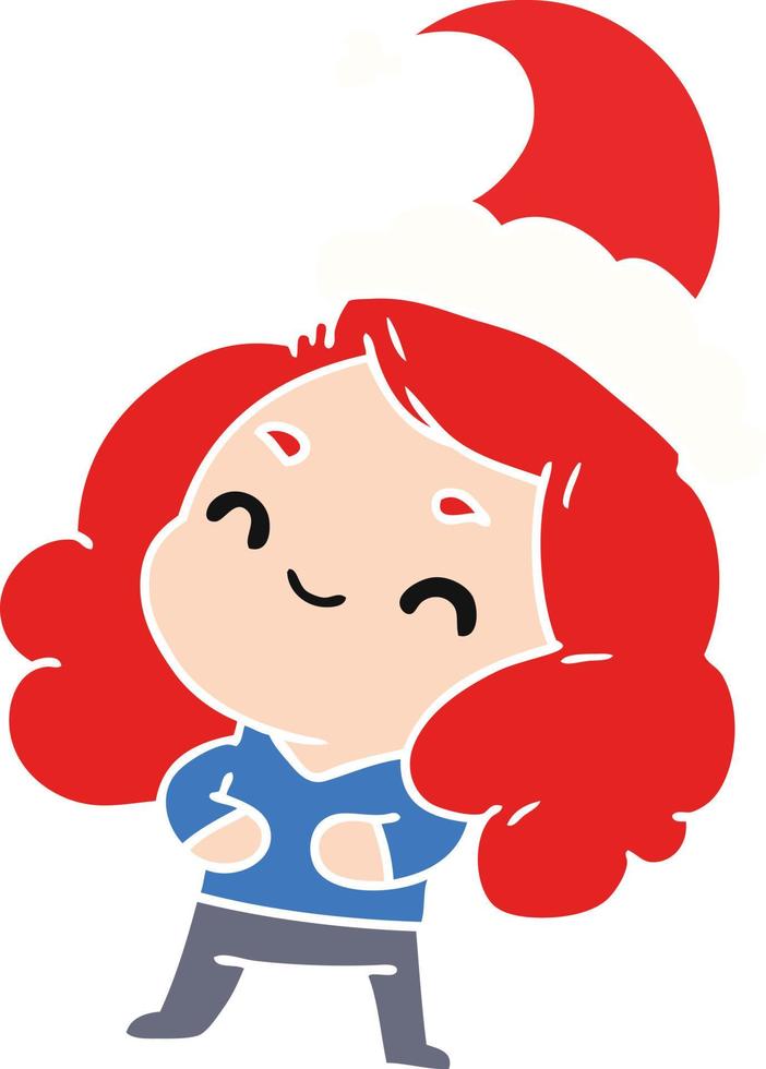 christmas cartoon of kawaii girl vector