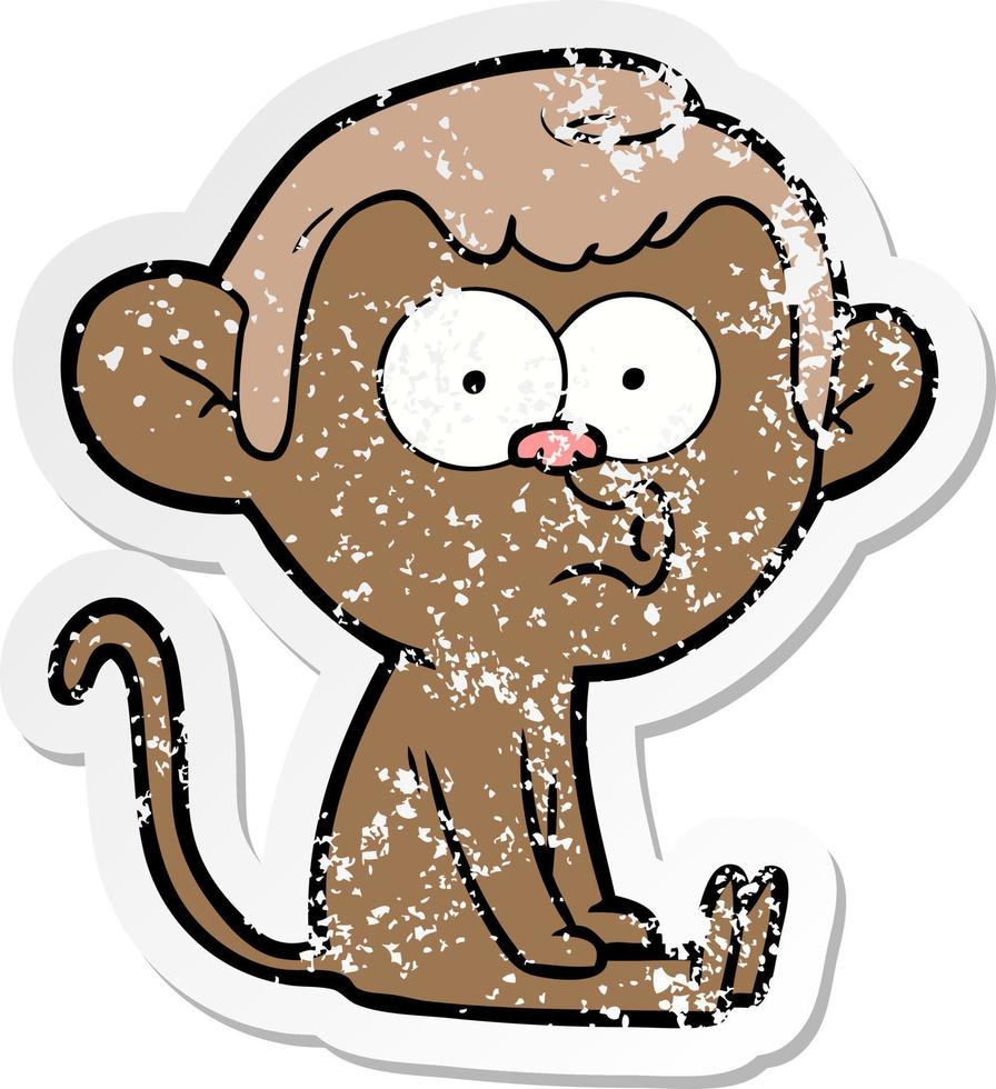 pegatina angustiada de un mono aullador de dibujos animados vector