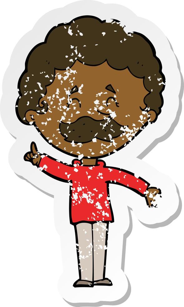 retro distressed sticker of a cartoon man with idea vector