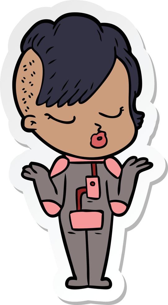 sticker of a cartoon pretty hipster girl vector