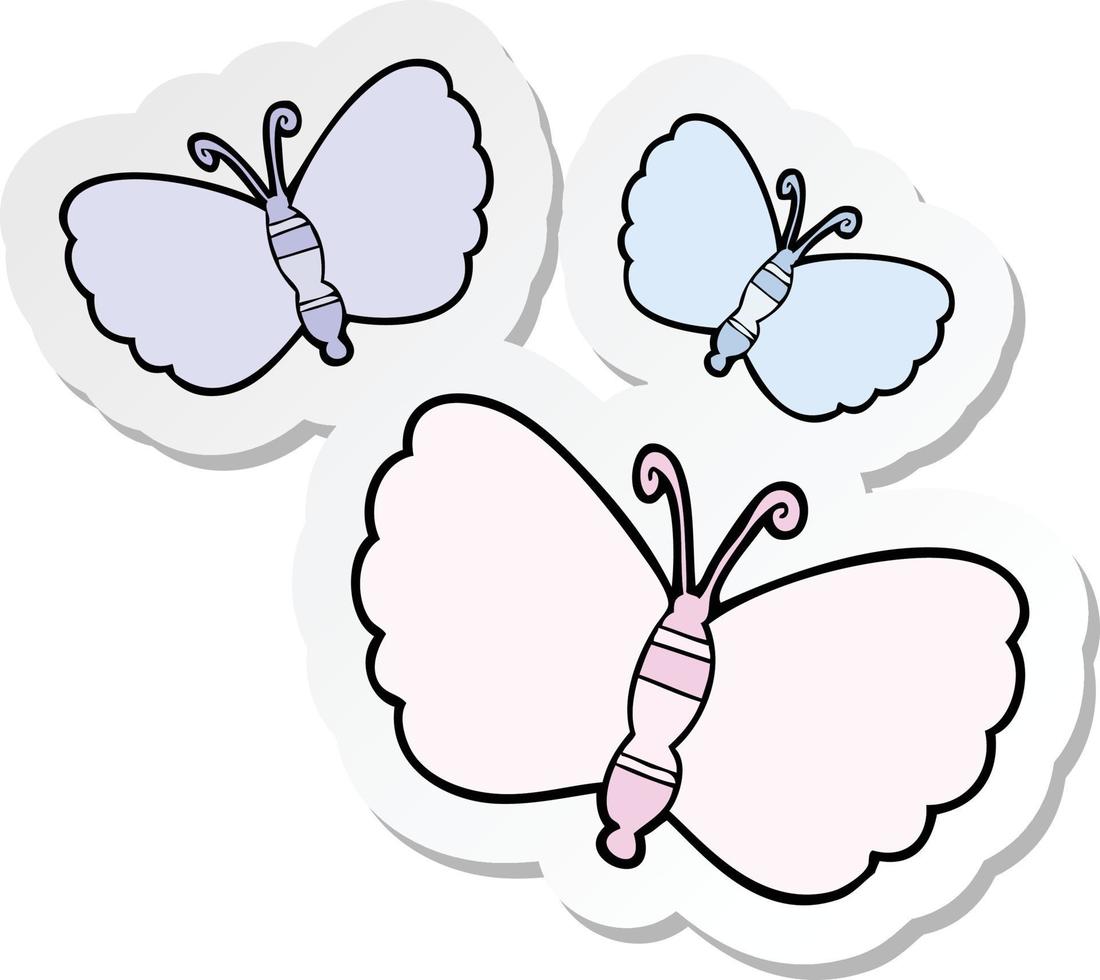 sticker of a cartoon butterflies vector