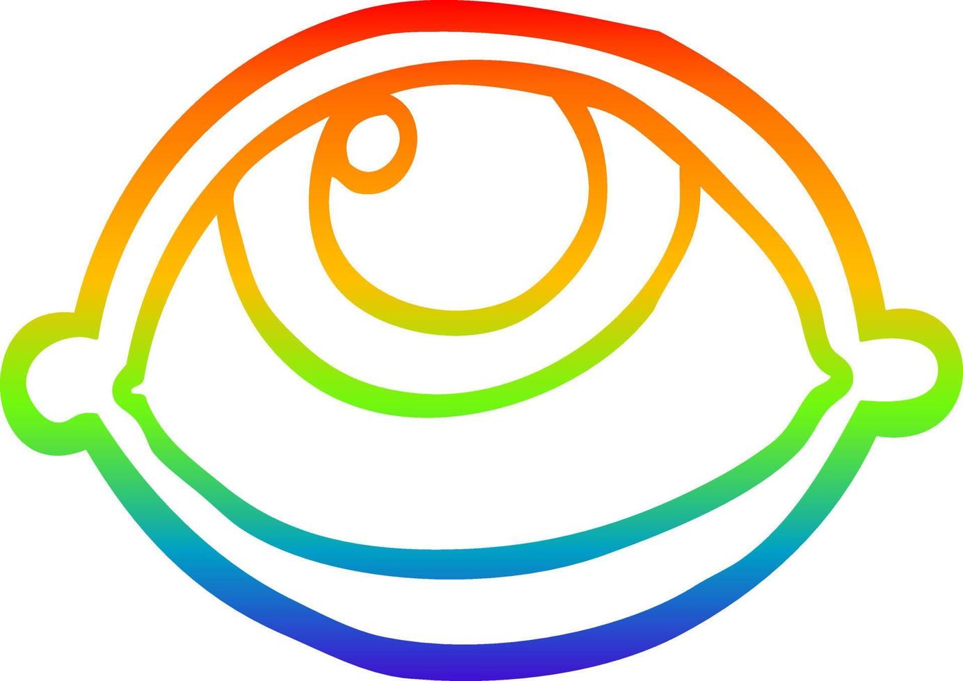 rainbow gradient line drawing cartoon all seeing eye vector