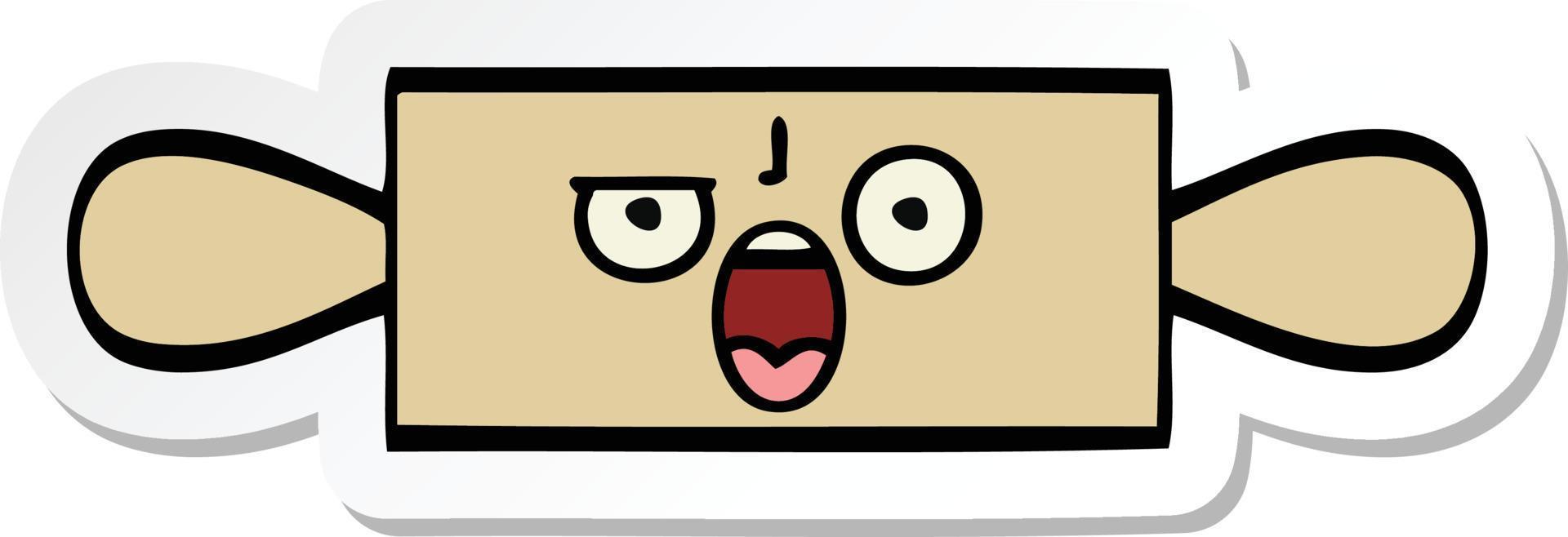 sticker of a cute cartoon rolling pin vector