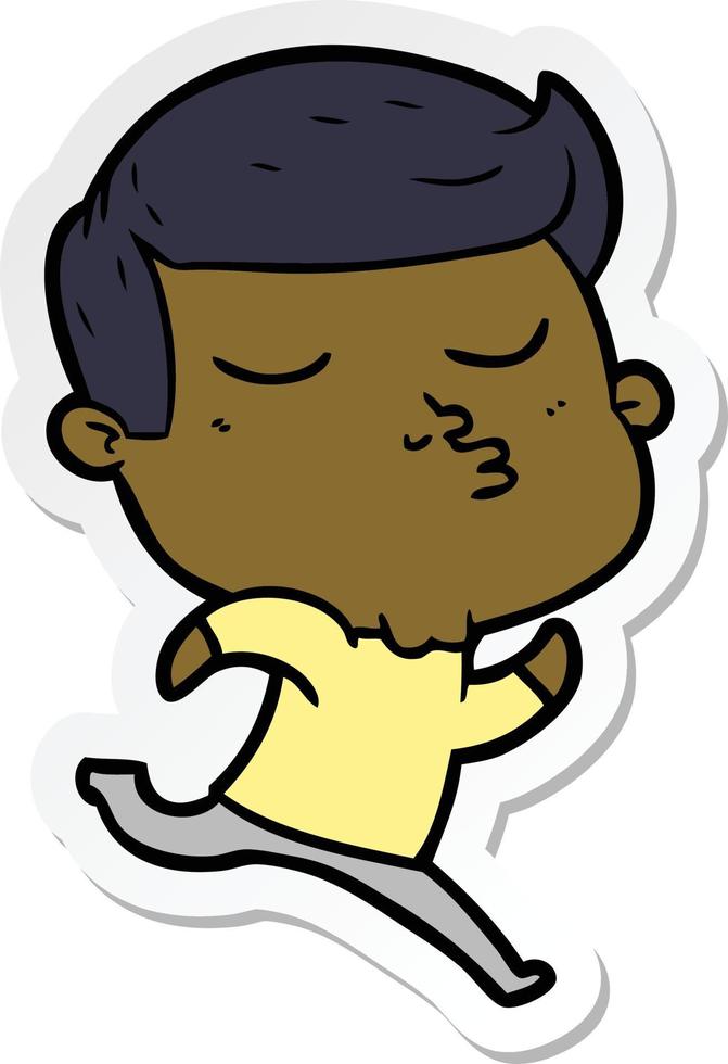 sticker of a cartoon model guy pouting vector