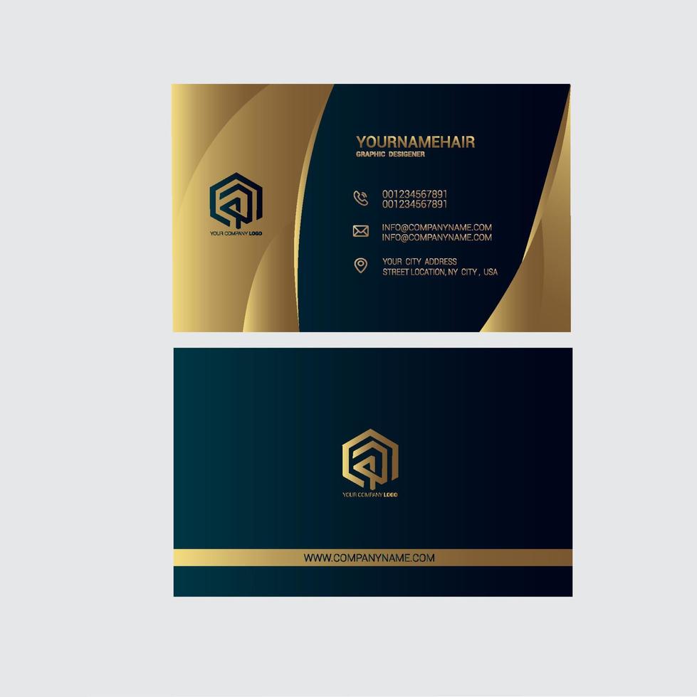 gold color corporate business card vector