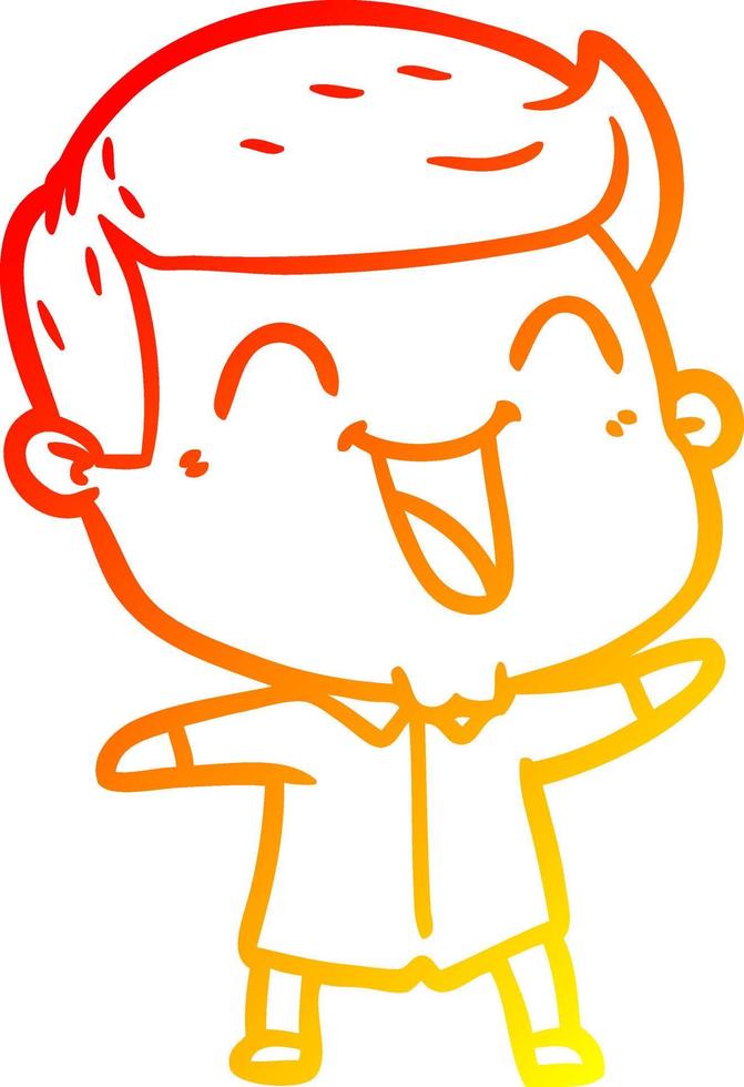 warm gradient line drawing cartoon man laughing vector