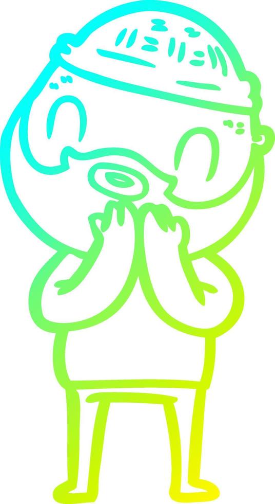 cold gradient line drawing cartoon bearded man vector