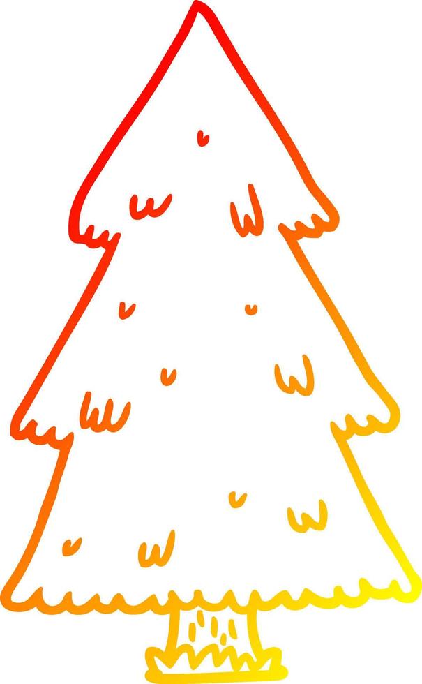 línea de gradiente cálido dibujo árbol de navidad vector