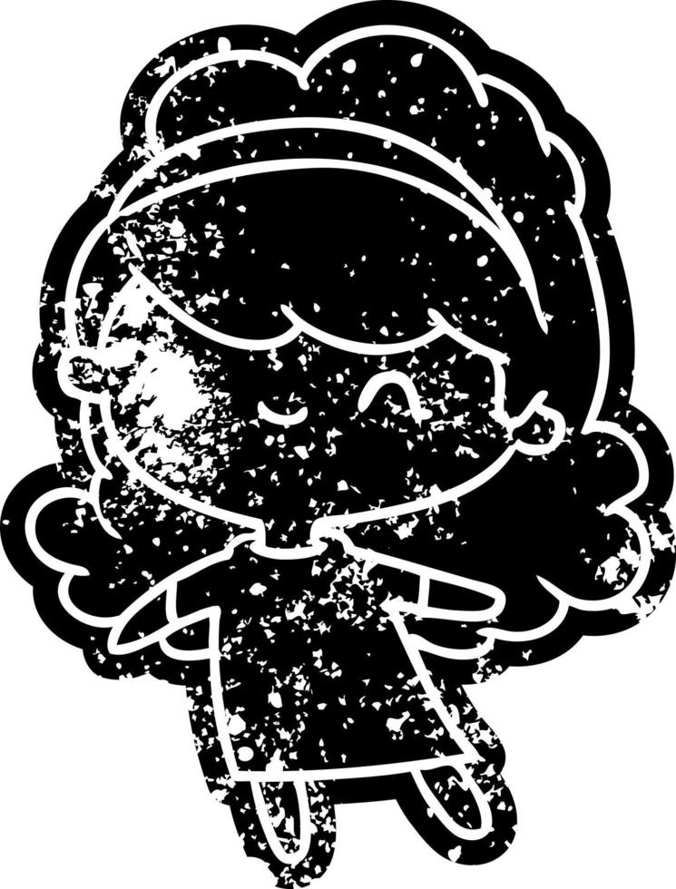 grunge icon kawaii girl with head band vector