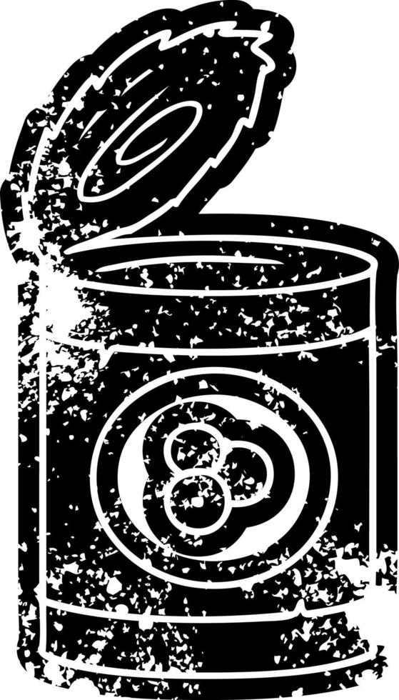 grunge icon drawing of a can of peaches vector