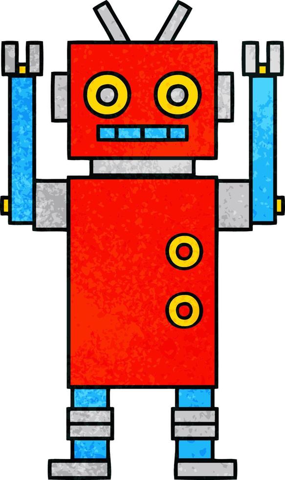 robot de baile de dibujos animados de textura grunge retro vector