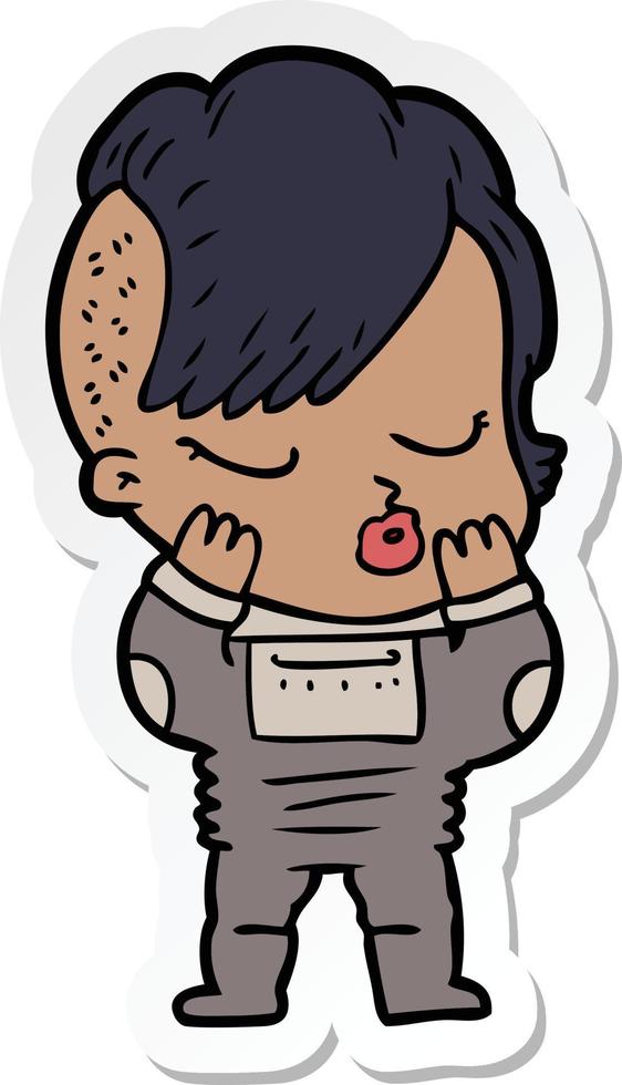 sticker of a cartoon pretty hipster girl vector