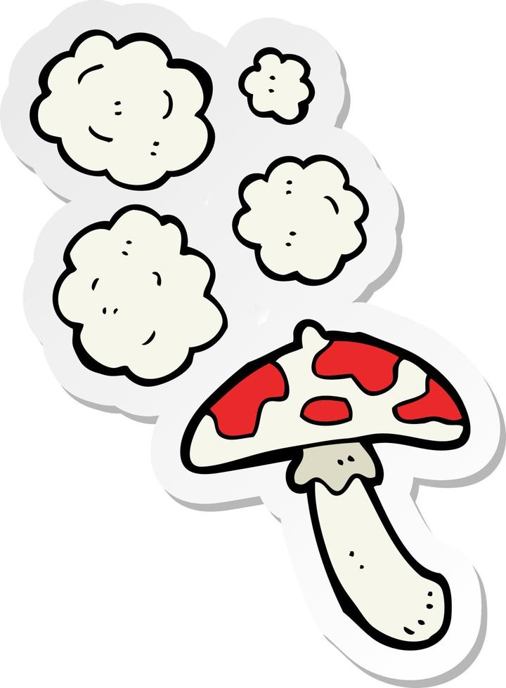 sticker of a cartoon toadstool vector