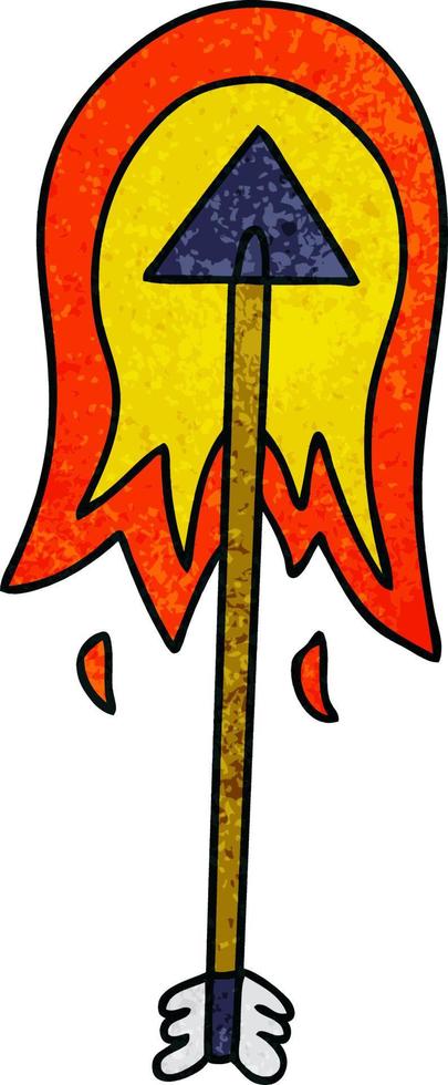 quirky hand drawn cartoon burning arrow vector