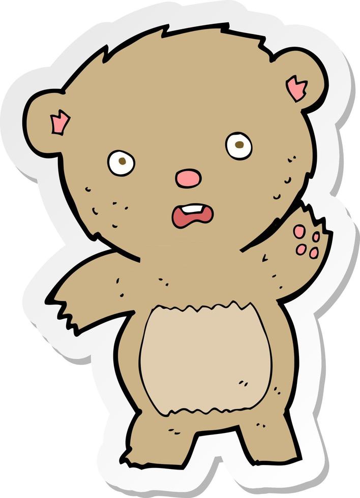sticker of a cartoon unhappy teddy bear vector