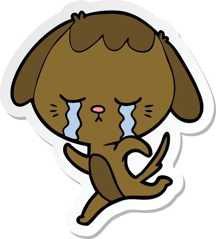 sticker of a cartoon dog crying vector