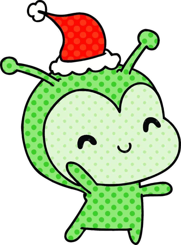 christmas cartoon of kawaii alien vector