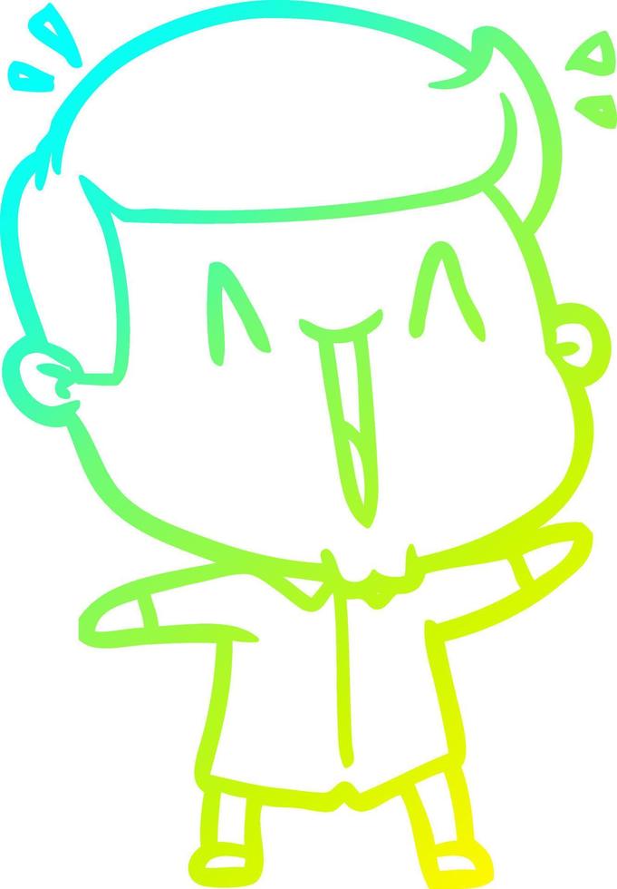 cold gradient line drawing cartoon happy man vector