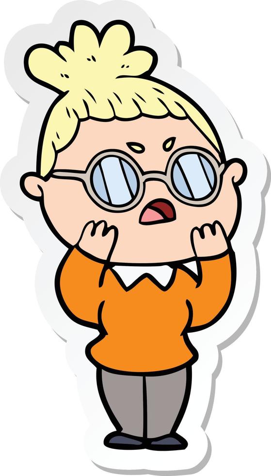 sticker of a cartoon annoyed woman vector