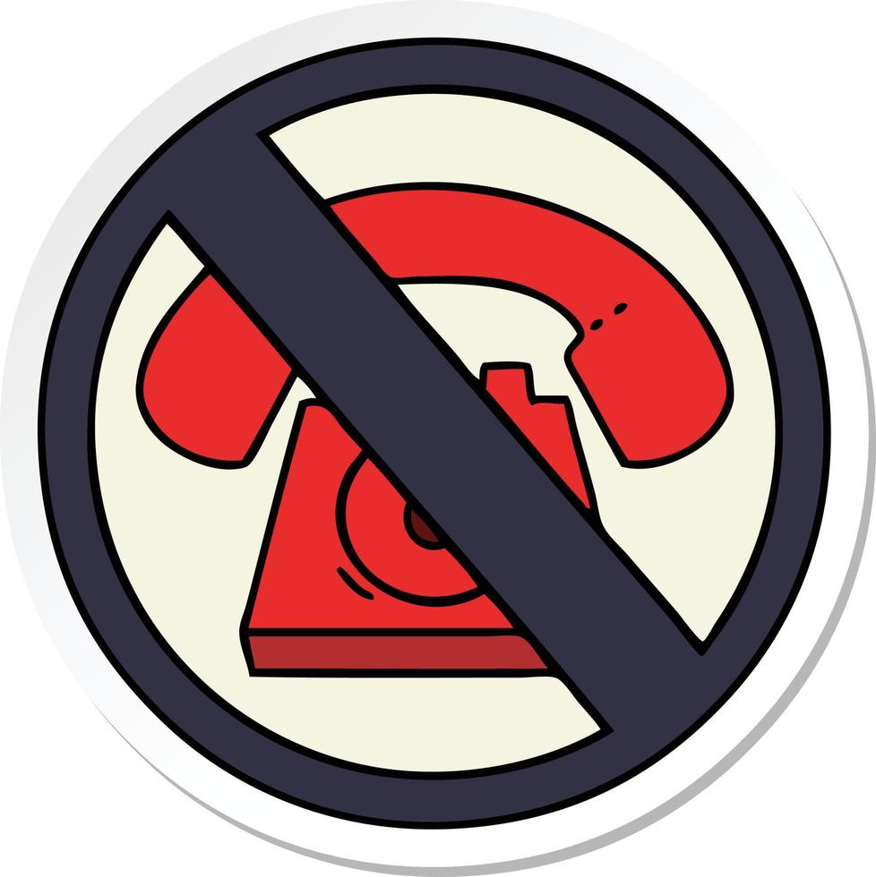 sticker of a cute cartoon no phones allowed sign vector