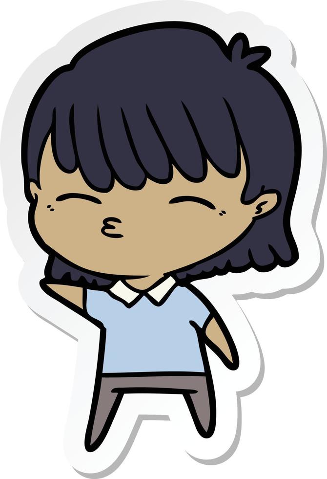 sticker of a cartoon woman vector