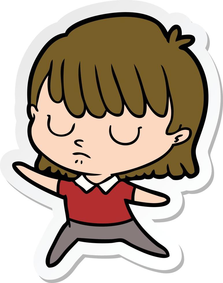 sticker of a cartoon woman vector