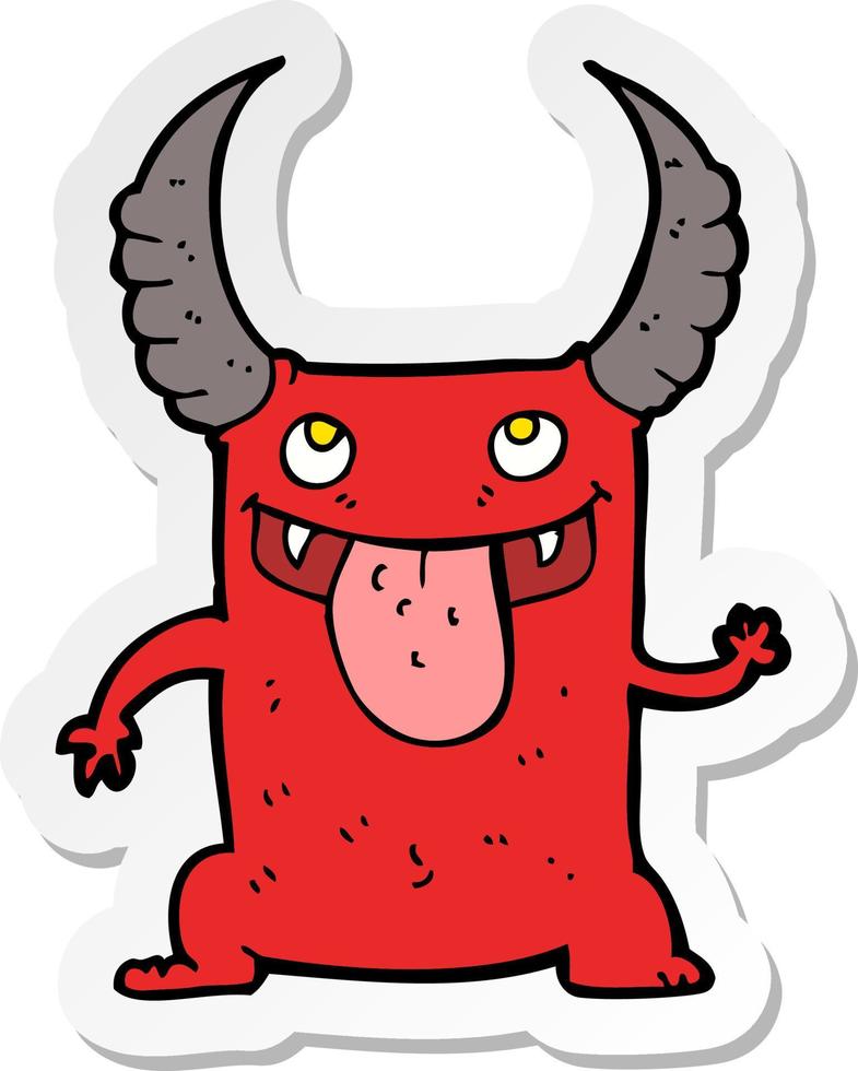 sticker of a cartoon devil vector