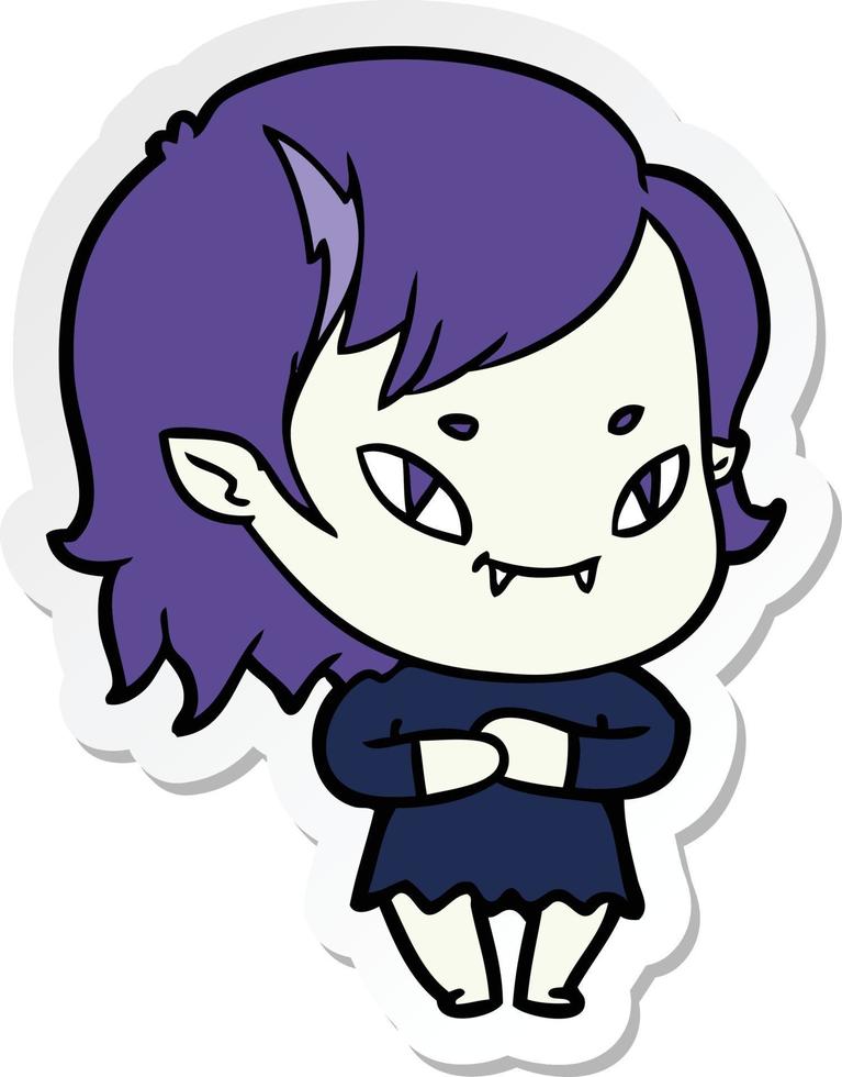 sticker of a cartoon friendly vampire girl vector