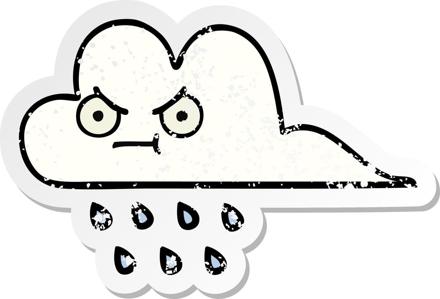 distressed sticker of a cute cartoon rain cloud vector