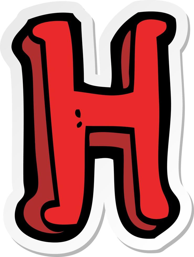sticker of a cartoon letter H vector
