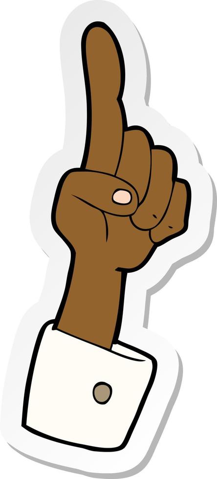 sticker of a cartoon pointing hand vector